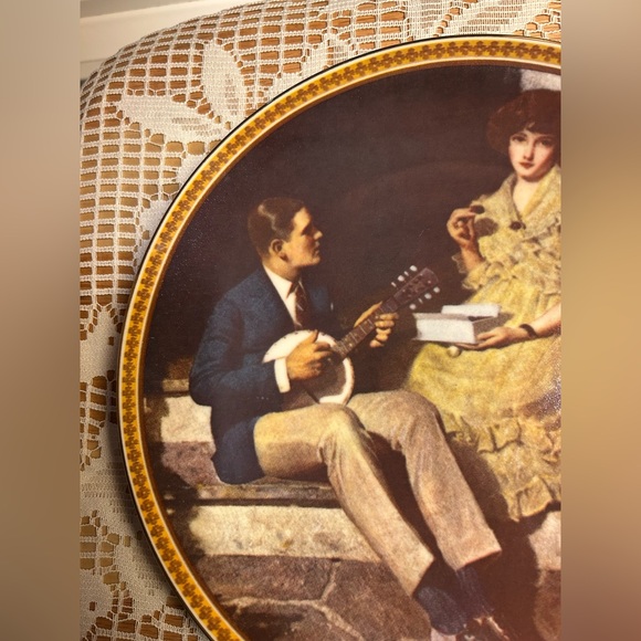 💖 Vintage early 1980s Norman Rockwell Collector Plate “Pondering on the Porch" - Picture 8 of 14